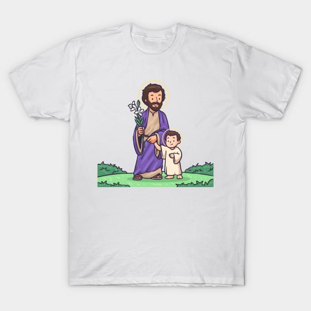 Jesus And Saint Joseph T-Shirt by Mako Design 